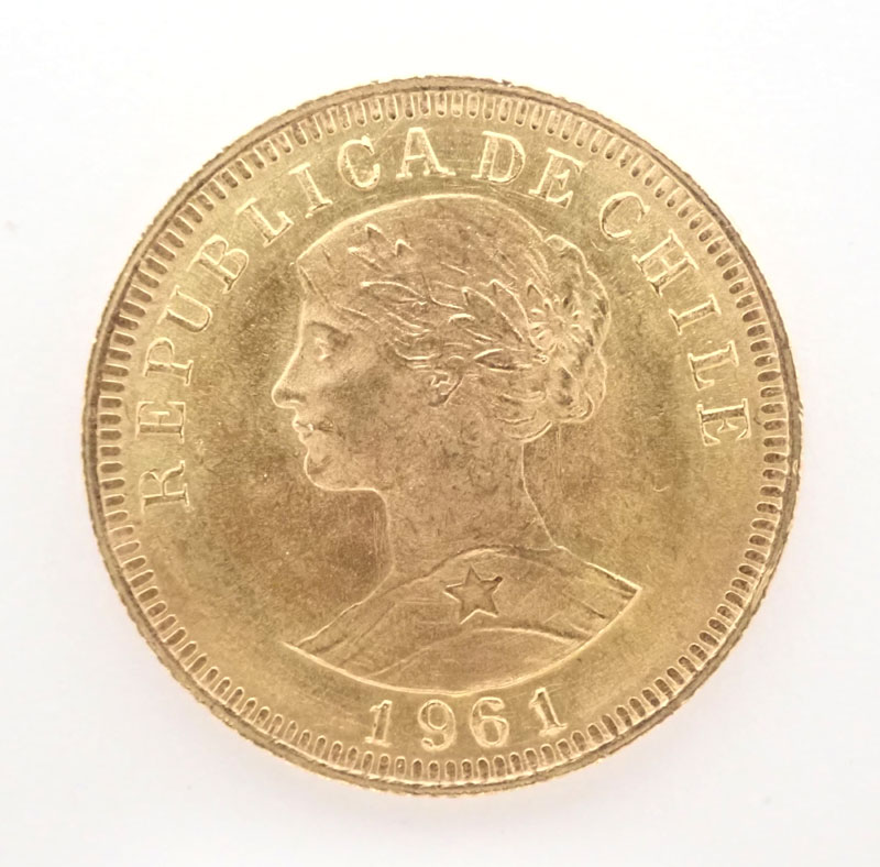 チリ　金貨(K21.6) 　50ペソ　1961年 10.15g　中古美品【中古】【金貨】【K21.6】【アンティーク】【ヴィンテージ】