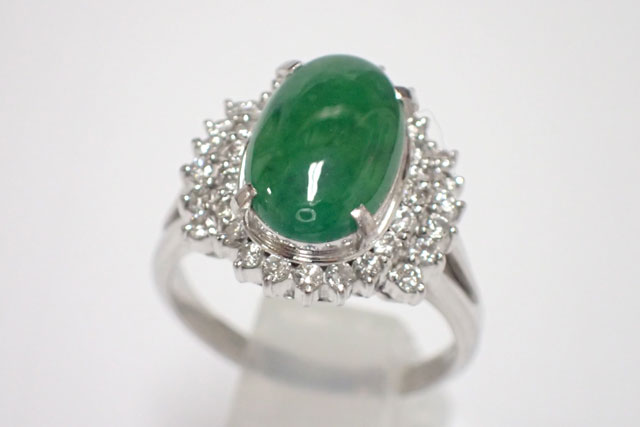 【中古】PT900指輪翡翠ひすいD...