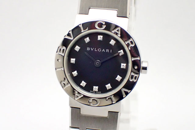 BVLGARI/ブルガリ ブルガリブルガリ BB23SS/12 QZ 黒 レディース　12Pダイヤ　 ...