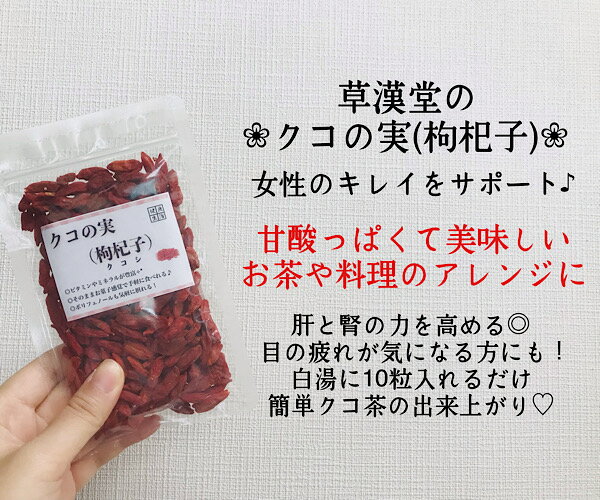 【クコの実/枸杞子/50g入り/2袋セット】ビタミン/ドライフルーツ/薬膳/薬膳料理/美白/ゴジベリー/くこのみ/クコ/枸杞/薬膳食材/薬膳鍋/参鶏湯/薬膳茶/漢方茶/草漢堂の枸杞子