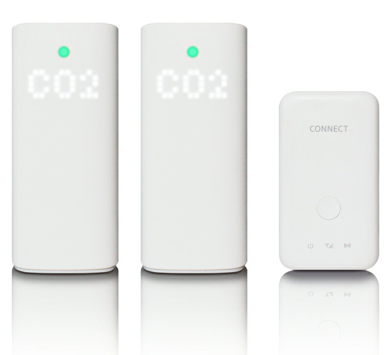 COSMOS 三密おしらせシステム 換気予報 【コネクトCO2センサ(2台)／コネクトセルラー(1台)】SEN2-JP/CON2-JP セット品 換気状況 混雑状況　二酸化炭素センサー