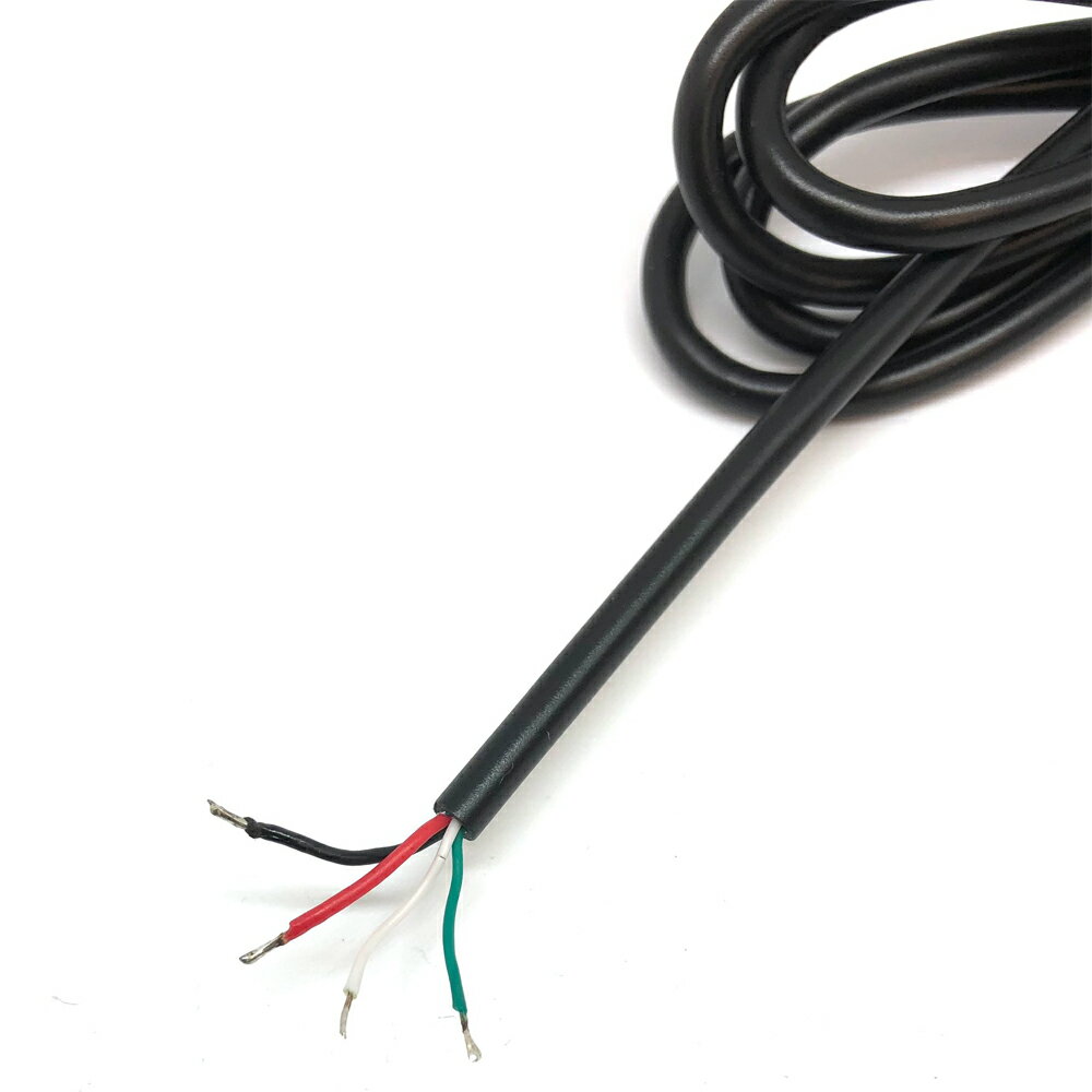 USB 4芯 加工用 USBケーブル 100cm 4ワイヤ ケーブル 通信線28AWG 電源線24AWG 電子工作用 4芯ワイヤー 自作 自力志向シリーズ メール便配送可 2
