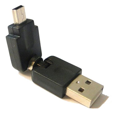 mini USB (オス) 360度回転 スイングタイプ USB変換アダプタ ミニUSB → USB Type-A (オス) ドラレコに便利 ミニUSB 方向転換アダプタ 360度 フレキシブル USB2.0 変換アダプター メール便配送可