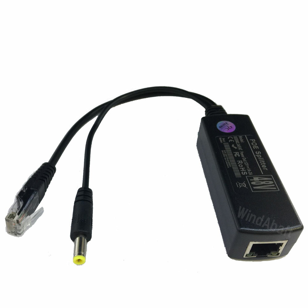 PoE非対応 IPカメラ PoE化 可能 PoE スプリッター IEEE802.3af 準拠 10/100 mbps 入力48V 出力12V 1A PoE非対応IPカメラをPoEルーターと接続・給電が可能 防犯カメラ以外の12V機器にもPoE給電可能！ PoEルーター（48V出力）と接続可能 メール便配送可