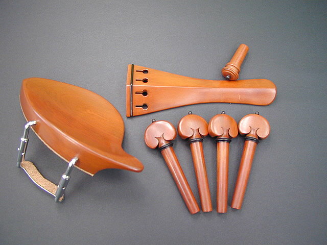 精選バイオリン　フィツティング 　セット Violin Fitting Set Boxwood Material Selected　Indian Boxwood Chinrest 　 Dresden　 Model Bracket Chrome Regular Model Tailpiece 　Hill Model with Black fret Pegs Heartl Model with Black Fret &amp; Pin