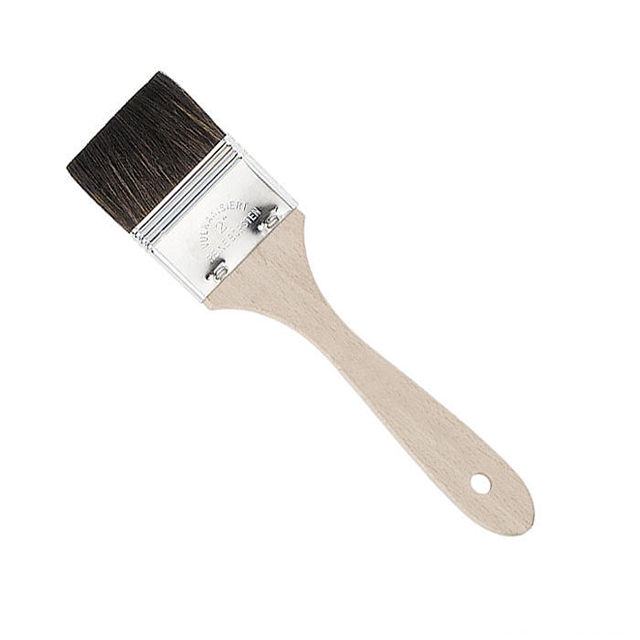 Fine-Hair Brush 幅:50mm　全長:約22cm Made in Germany For applying high-grade shellac, violin varnishes and watercolours. The dense mix of fine hair (goat-Bonnie) ensures even application and a controlled flow. Nickel-plated ferrule, beech handle.