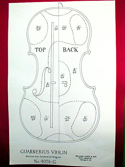 Guaruneri　Violin Outline and Grduation Diagram