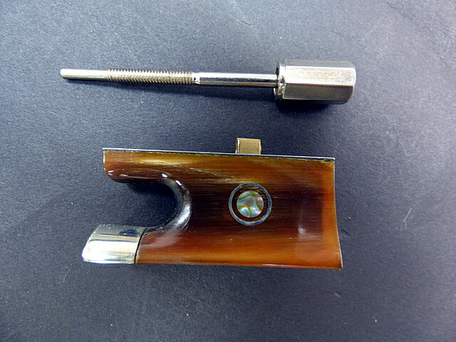 Horn Violin Bow Frog 水牛角 Frog 4/4 Horn Double Persian Eye Solid Copper Plain Screw Abalone Slide Full Mount Copper Metal