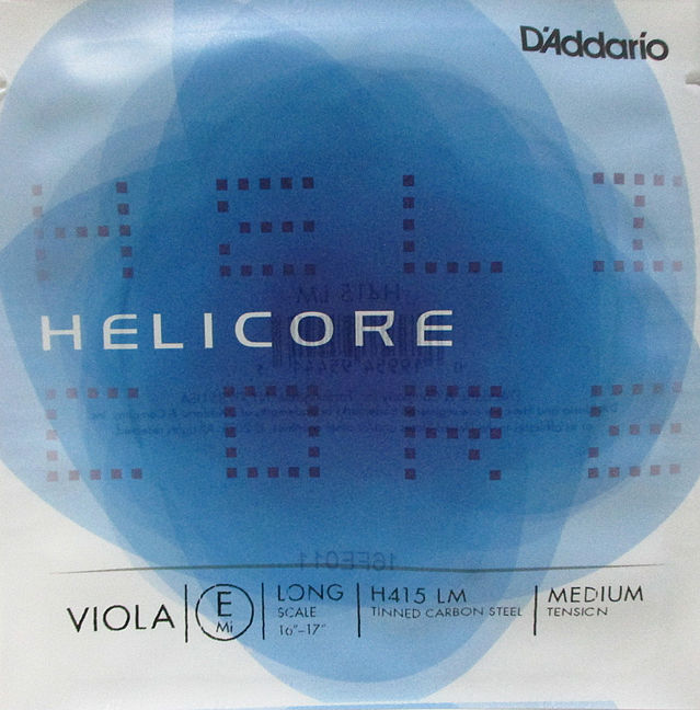 5弦ビオラ用E線 D'Addario Helicore Viola H415 LM (Long scale-Medium tension) TINNED CARBON Steel Made in USA 入荷時によりパッケージが異なる場合がございます。