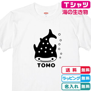 海の生き物Tシャツ 名入れ無料♪ジンベイザメプクプクTシャツ 全3色　じんべいざめデザイン　綿素材のTシャツ キッズサイズ　レディースサイズ　男女兼用サイズ プレゼント