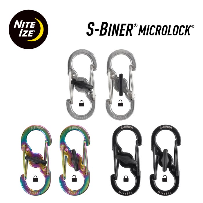 カラビナ 小型 ロック付き 2個入り 小さい 極小 ミニ 鍵 紛失防止 キーホルダー 外れにくい スケボー S字 s型カラビナ ポーチ おしゃれ メンズ フック キーアクセサリー キーリング デザイン キー 家 キーチェーン ナイトアイズ NITEIZE エスビナー マイクロロック 2個入り
