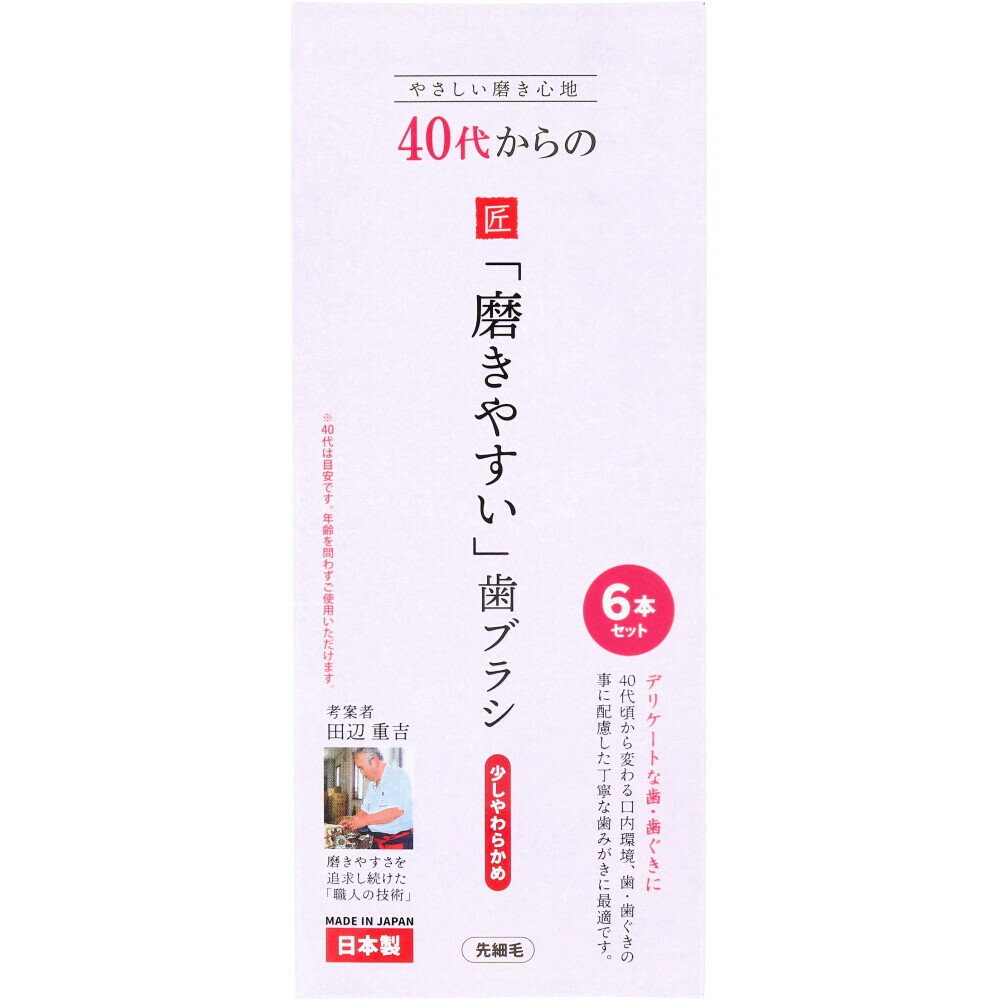 【訳あり】 40代からの磨きやすい歯ブラシ 少しやわらかめ 先細毛 6本セット LT-59