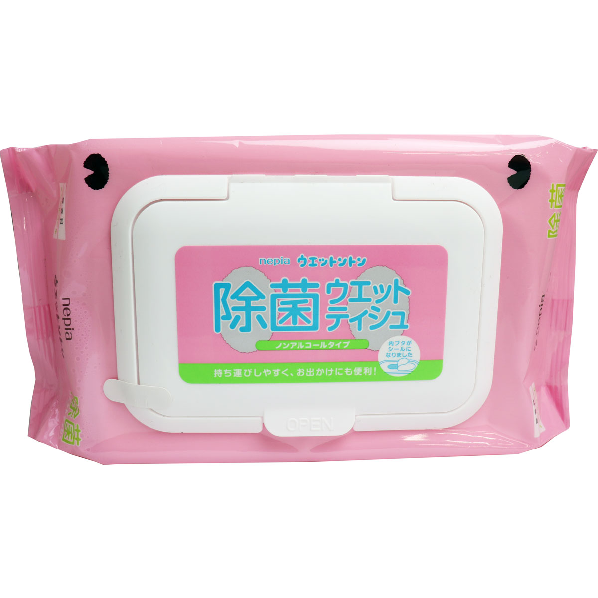 【訳あり】 ネピア ウエットントン 除菌ウエットティシュ ノンアルコール 無香料 50枚入