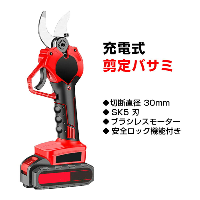 電動剪定ばさみ 電動ハサミ コードレス 充電式 切断最大径30mm 剪定ハサミ バッテリー付き 布団切り 絨..