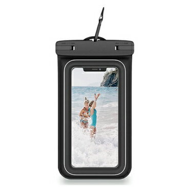 Lazos 防水スマホケース バンド付き スマホポーチ IPX8 ストラップ ラソス ブラック