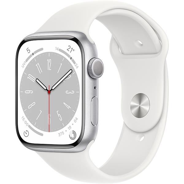 Apple Watch アップル ウェアラブル スマート ウォッチ Series 8 GPSモデル 45mm MP6N3J/A [シルバー/ホワイトスポーツバンド] RLOGI【ラッピング対応可】