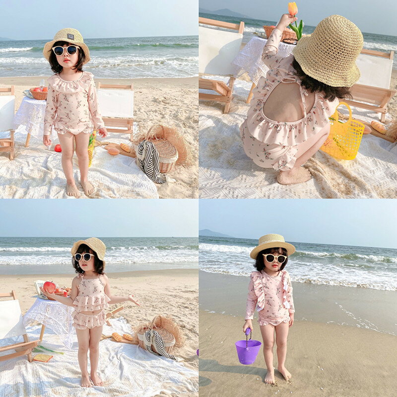 ベビー水着 帽子付き 女の子 水着 子供 女児 ワンピース セパレーツ キャップ付き ...