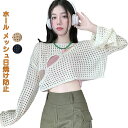 【数量限定!10%OFFクーポン利用で2,502円】ニット 長袖 レディース サマーニット ホール メッシュ ショート丈 シンプル 薄手 トップス 長袖 ニット...