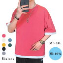【数量限定!10%OFFクーポン利用で2,232円】tシャツ メンズ 半袖 大きいサイズ M~5XL 無地 7カラー 綿100% コットン 韓国 ファッション レイヤード ビッグシルエット ベーシック テレワーク おうちコーデ 部屋着