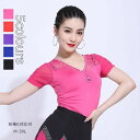 【数量限定!10%OFFクーポン利用で2,979円】ラテンダンストップス 社交ダンス衣装 無地 トップス 女性用DANCE/練習着 レッスン着 ダンスウェア コスプレ イベント カジュアル ステージ衣装 ローズ ブルー レッド パープル ブラック レディース 長袖