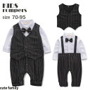 【数量限定!10%OFFクーポン利用で2,952円】ベビー服 長袖 フォーマル 男の子 スーツ 入園式 フォーマルスーツ ロンパース 蝶ネクタイ付き ストライプ...