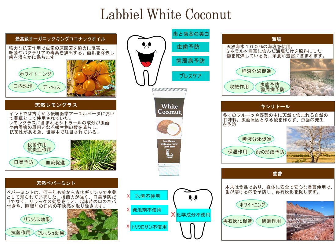 WhiteCoconutラビエルデンタルクリーム(歯磨き粉)