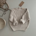 【GUAPOO】BUTTON CHUNKY SWEATER(クリーム色)セーター ベビー ベビー服 ニット 厚手 海外子供服 子供服 ユニセックス 男の子 女の...