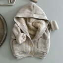 【GUAPOO】KNITTED JACKET(クリーム色)ジャケット カーディガン ベビー ベビー服 ニット 厚手 海外子供服 子供服 ユニセックス 男の子 女...