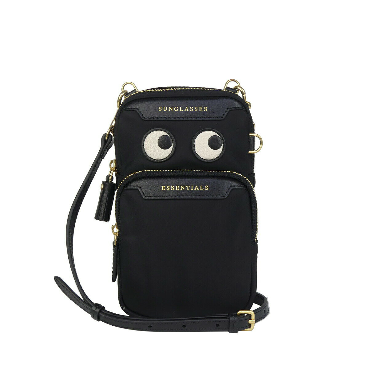 Rakuten - 【ポイント5倍 6/4 20時-】ANYA HINDMARCH アニヤ・ハインドマーチ アイズ エッセンシャルズ クロスボディ ESSENTIALS CROSS BODY EYES IN BLACK 181631 ショルダーバッグ レディース ナイロン ギフト・のし可