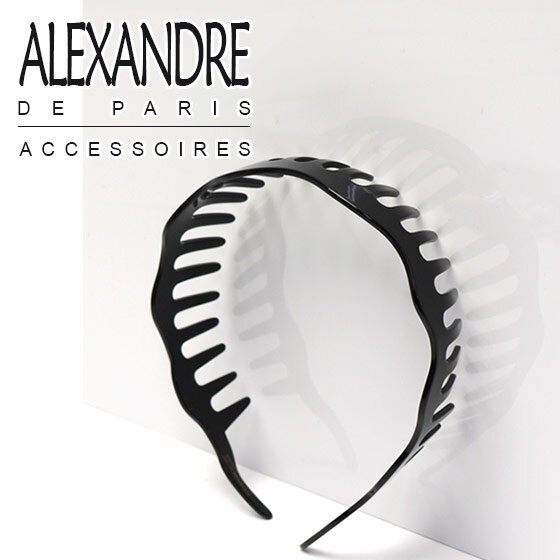 Rakuten - 【ポイント5倍 6/4 20時-】アレクサンドル ドゥ パリ カチューシャ ALEXANDRE DE PARIS 櫛形 ブラック ヴァンドーム ブランド ヘッドドレス カチューム ヘアバンド 髪飾り 通販でお得 ギフト可
