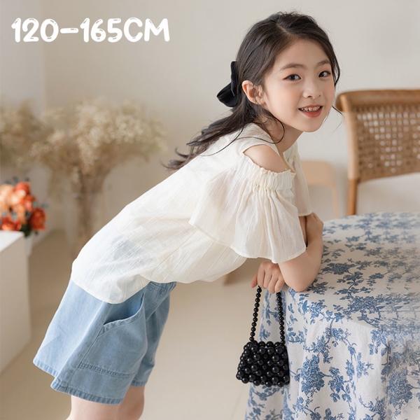 Rakuten - 新生活 気楽 綿98% 肩だし 子ども服 子供服 120 130 140 150 160 165 韓国 韓国ファッション トップス 夏 夏服 肩あきTシャツ 半袖 おしゃれ tシ 裏生地あり かわいい