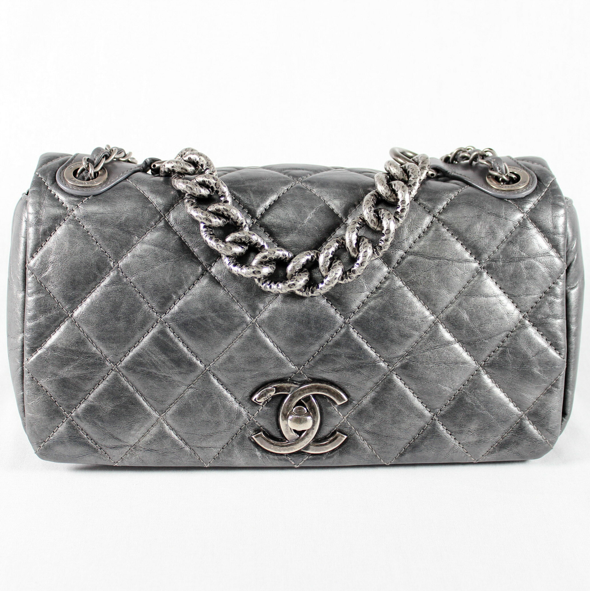 Rakuten - 【中古】 CHANEL シャネル マトラッセ フルフラップ 3WAY ダブルチェーン チェーンショルダーバッグ シルバーグレー シルバー金具 16番台（2012年頃）A67128 レディース 極美品