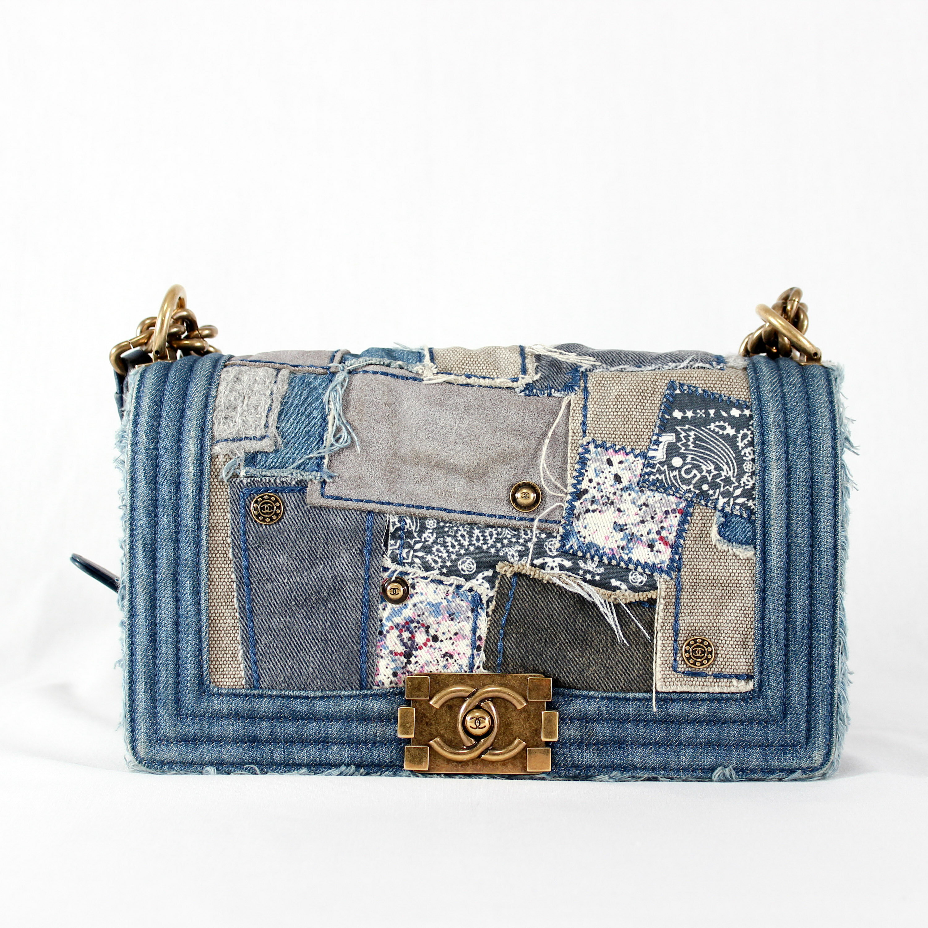 Rakuten - 【中古】 CHANEL シャネル ボーイシャネル デニム パッチワーク 2WAY ショルダーバッグ レディース バッグ ブルー 20番台 （2014年頃） 良品