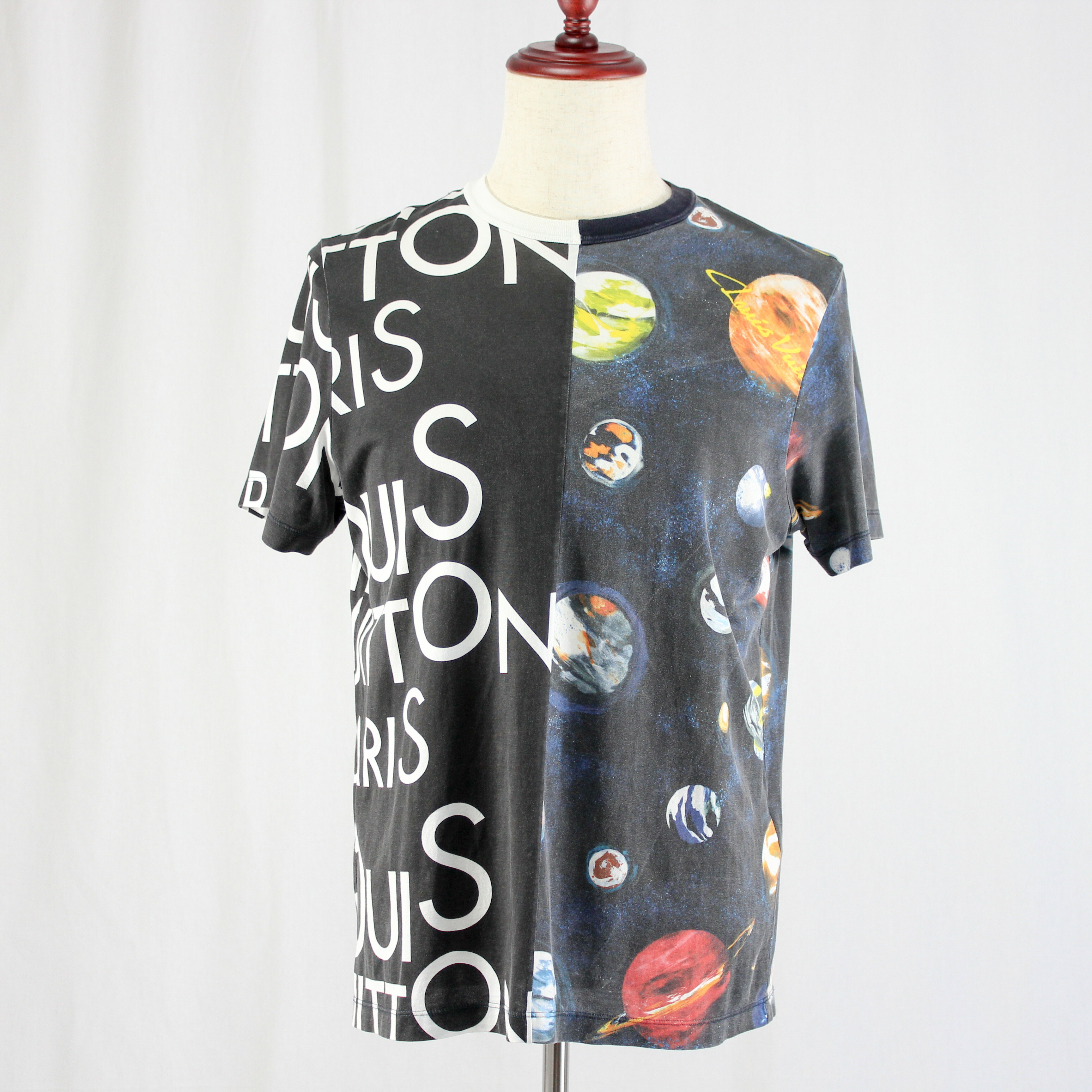 Rakuten - 【中古】 Louis Vuitton ルイヴィトン プラネット ビッグロゴ 切り替え Tシャツ 半袖 RM191M FMB HGY13W メンズ Mサイズ 良品