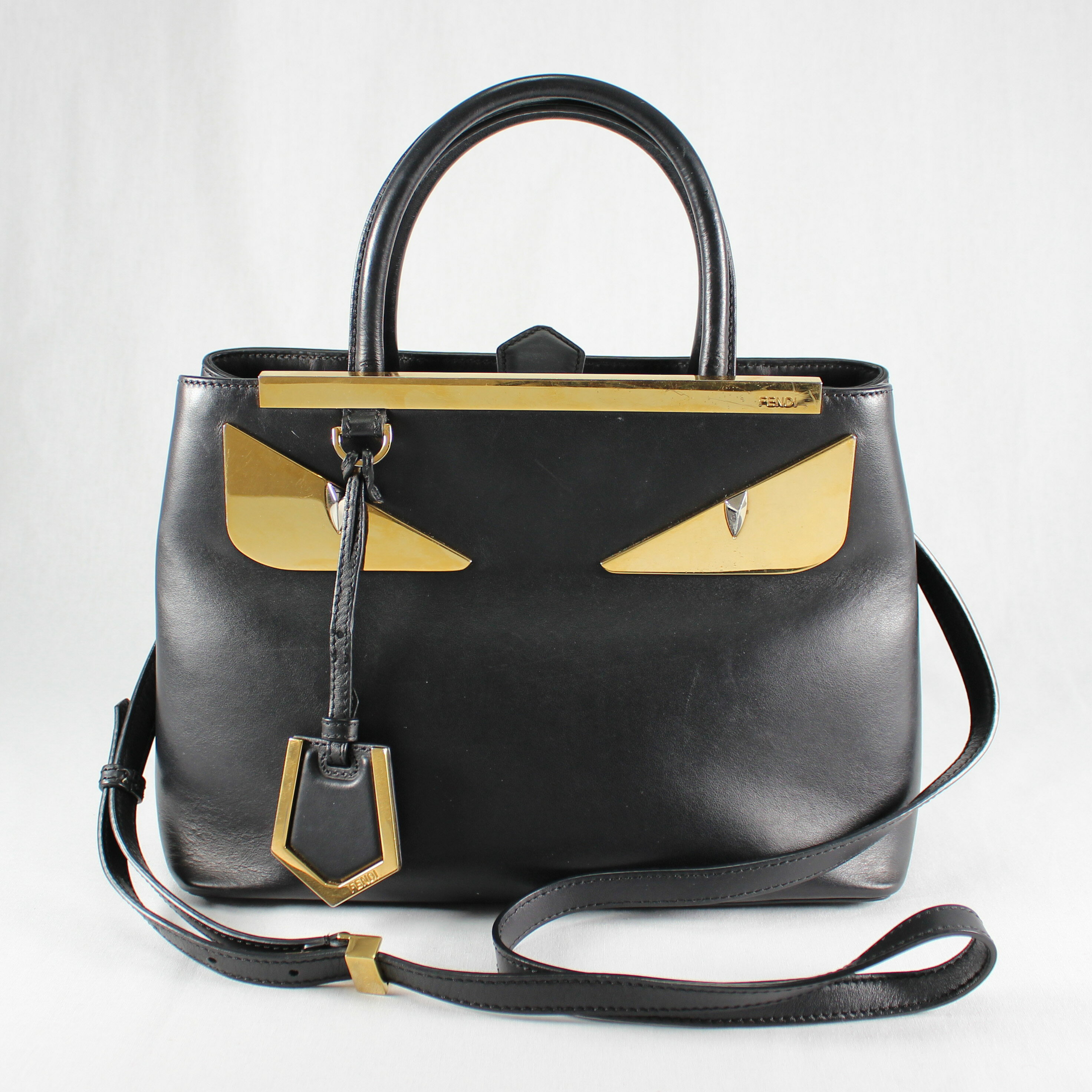 Rakuten - 【中古】 FENDI フェンディ プチトゥージュール モンスター ショルダーバッグ ハンドバッグ 2WAY 8BH253 ブラック 良品