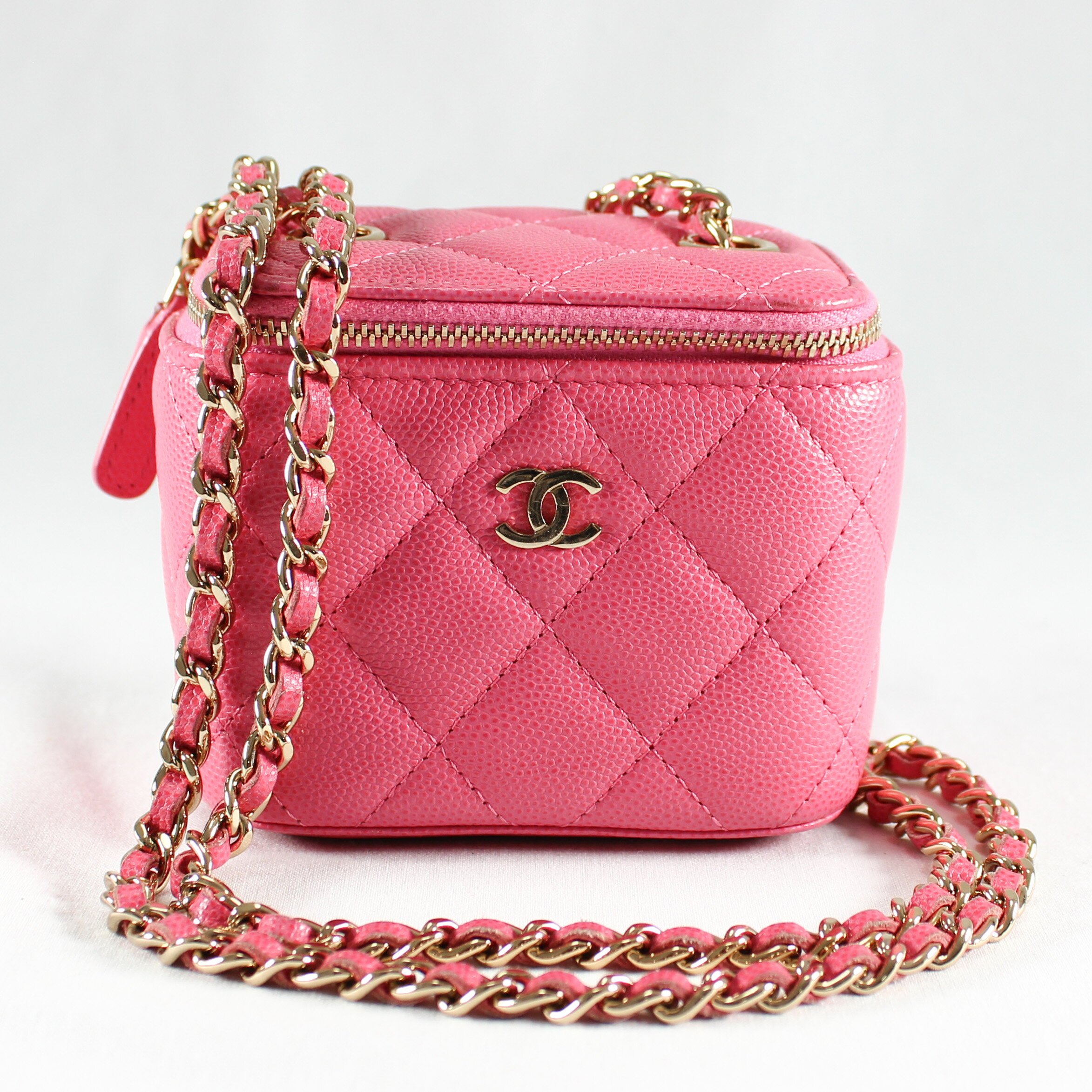 Rakuten - 【中古】 CHANEL シャネル ミニバニティ チェーンショルダーバッグ キャビアスキン ピンク ココマーク 29番台 美品