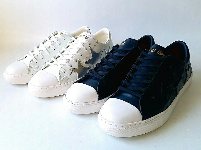 CONVERSE ALL STAR COUPE TRIOSTAR OX WHITE-SILVER・NAVY コンバース オールスター クップ トリオスター ローカット レザー（22.5cm-28cm)