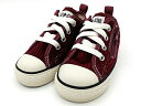 CHILD ALL STAR N CORDUROY Z OX 3SD209 MAROON チャイルド オールスター Nの素材アレンジモデル。 大人の「ALL STAR US CORDUROY OX」を着脱をサポートするジッパー仕様にアレンジ。 太畝コーデュロイの柔らかな光沢とレトロなカラーリングが印象的なアイテム。 アッパー：コーデュロイ アウトソール：ラバー モニターにより、色の見え方が実際の商品と異なることがございます。　