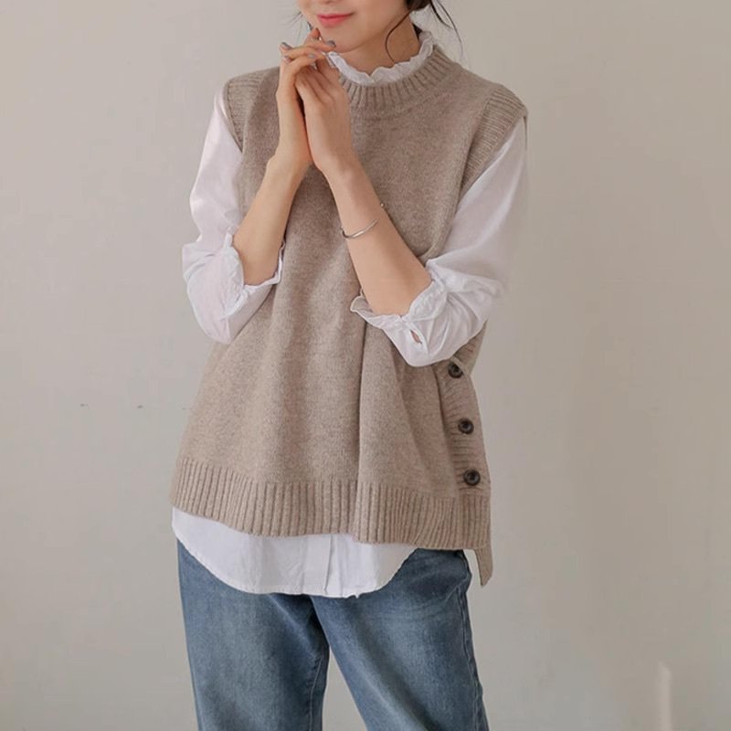 V-Neck - トップス ニット ベスト レディース 袖なし ノースリーブ Vネック ニット きれいめ シンプル カジュアル 上品 おしゃれ かっこいい レトロ こなれ感 ラフ メンズライク マニッシュ スポーティ 抜け感 ベーシック カントリー ナチュラル 無地 秋 冬 お出かけ 公園 女子会 休日
