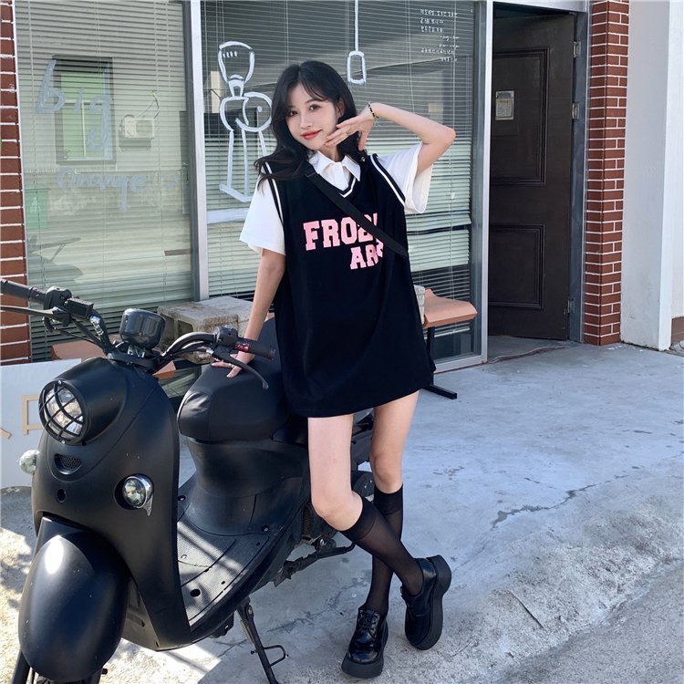 レディース トップス ベスト チュニック 袖なし ノースリーブ Vネック ワイド かわいい カジュアル おしゃれ かっこいい こなれ感 ラフ 夏 楽ちん S M L XL 2XL ブラック