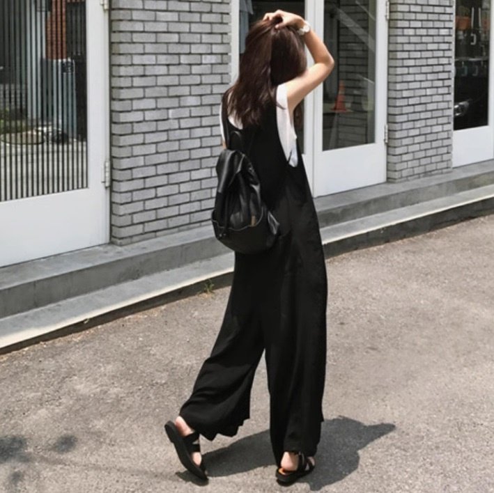 パンツ ボトムス サロペット レディース ロング 袖なし ノースリーブ Vネック ストレート フェミニン ストリート ポケット かわいい 大人可愛い きれいめ シンプル カジュアル こなれ感 ラフ ガーリー ルーズ ラブリー キュート カントリー アクティブ ナチュラル 無地 春 夏