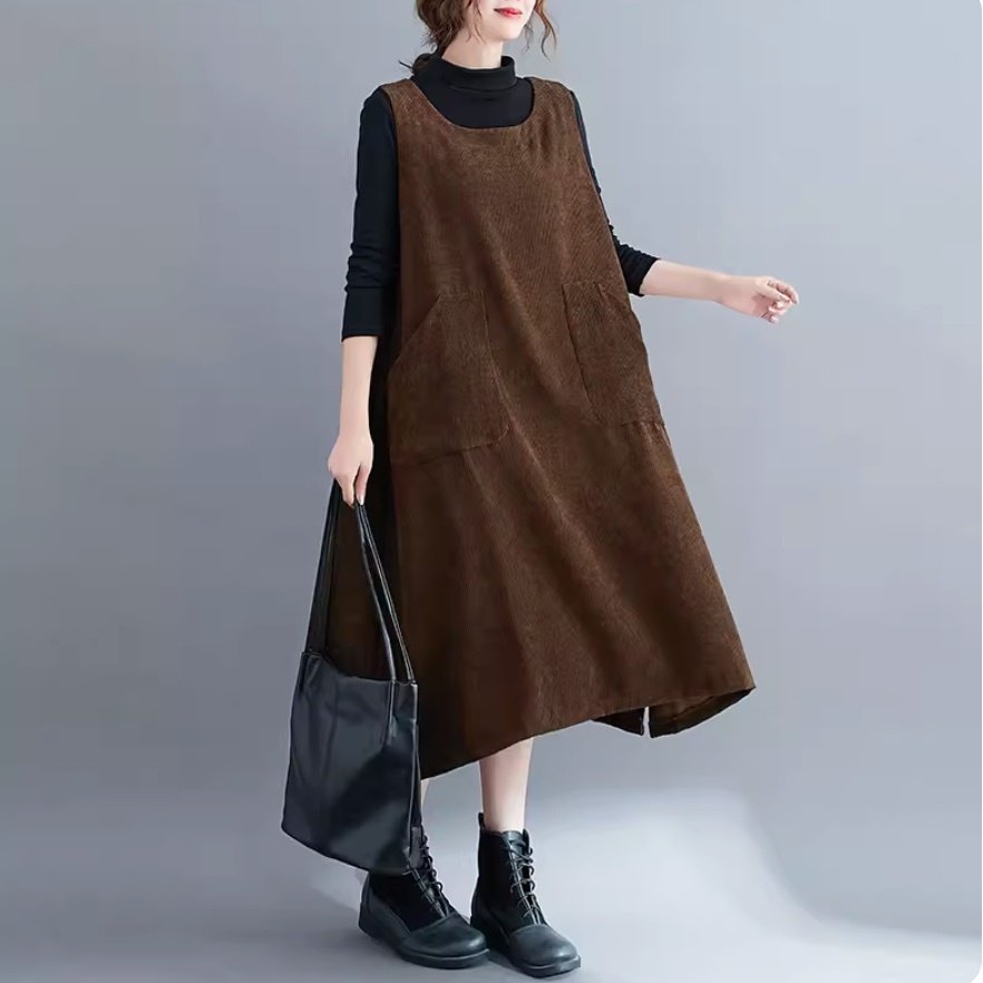 スカート ボトムス サロペット アウター レディース ポンチョ ショール ロング 袖なし ノースリーブ Uネック Aライン ポケット コーデュロイ かわいい 大人可愛い おしゃれ かっこいい レトロ ラフ ガーリー ラブリー キュート カントリー アクティブ 無地 秋 冬 デート