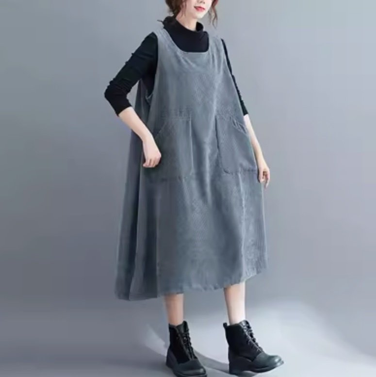 スカート ボトムス サロペット アウター レディース ポンチョ ショール ロング 袖なし ノースリーブ Uネック Aライン ポケット コーデュロイ かわいい 大人可愛い おしゃれ かっこいい レトロ ラフ ガーリー ラブリー キュート カントリー アクティブ 無地 秋 冬 デート