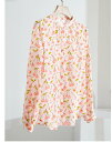 レディース トップス ブラウス 長袖 ストレート フェミニン 透け感 ボタン 薄手 きれいめ 上品 エレガント 花柄 ロングシーズン 通勤 デート お出かけ レストラン 清楚 ピンク(4)