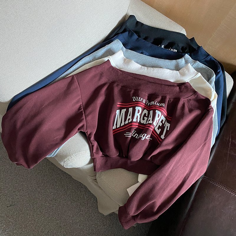 レディース トップス トレーナー スウェット ショート 長袖 萌袖 オフショルダー スリム 細身 フェミニン ウエストマーク 2way 大人可愛い シンプル カジュアル おしゃれ ラフ カレッジ風 アメリカン 春 秋 お出かけ 普段使い 着回し ゆる