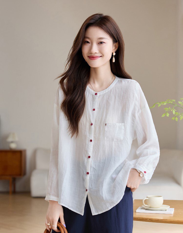 レディース トップス シャツ ブラウス 羽織 前開き 長袖 透け感 薄手 大人可愛い シンプル カジュアル おしゃれ 抜け感 無地 夏 着回し M L XL 2XL ホワイト イエロー ピンク