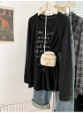 レディース トップス ロンT チュニック 長袖 ラグラン ラウンドネック 中厚手 カジュアル ラフ ボーイッシュ スポーティー 春 秋 学生 アウトドア 公園 休日 楽ちん 普段使い ブラック ベージュ(4)