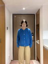 レディース トップス セーター カーディガン 長袖 ラウンドネック ふわふわ ボタン 中厚手 大人可愛い きれいめ おしゃれ 存在感 無地 秋 冬 お出かけ 重ね着 トレンド ブルー(4)