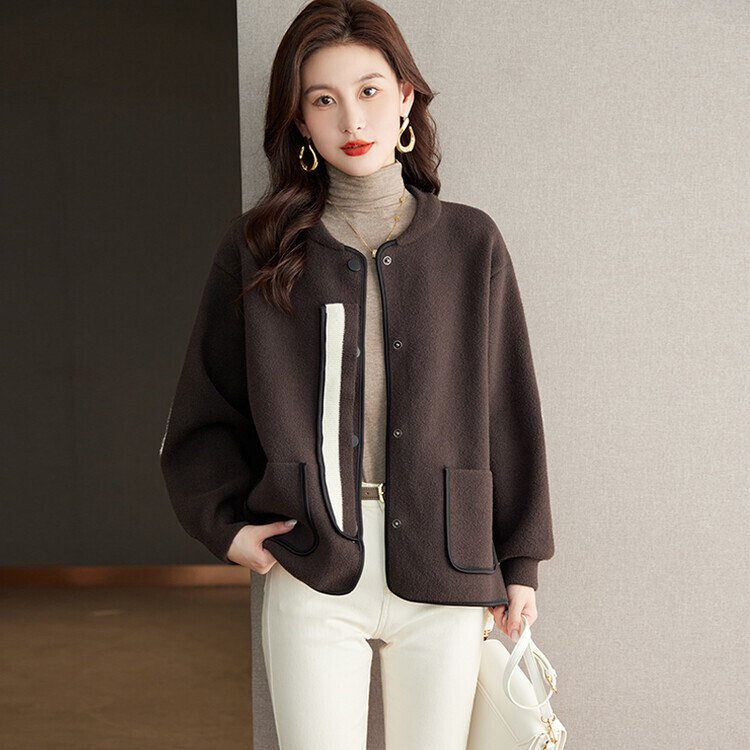 レディース ジャケット カーディガン 前開き 長袖 襟付き ストリート 中厚手 ニット 大人可愛い シンプル カジュアル おしゃれ こなれ感 無地 秋 冬 お出かけ 女子会 休日 防寒 L XL 2XL ブラック ブラウン