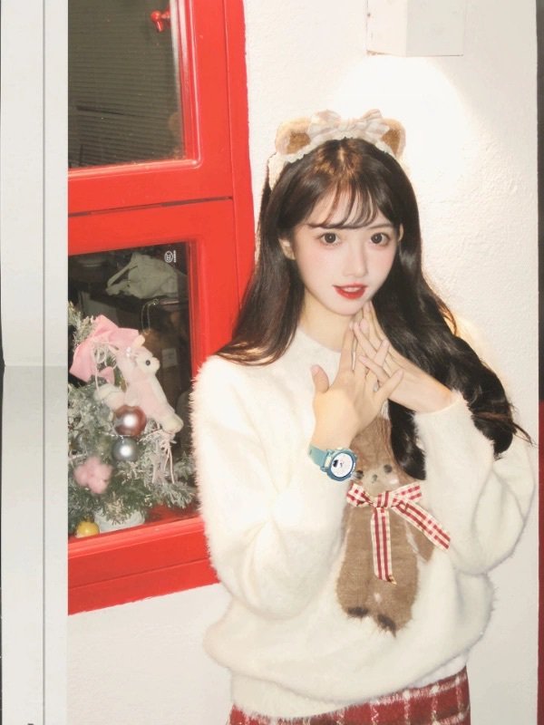 レディース トップス ニット セーター 長袖 リボン もこもこ ふわふわ 中厚手 かわいい ガーリー 主役級 ラブリー キュート 無地 くま柄 アニマル柄 秋 冬 デート お出かけ カフェ トレンド